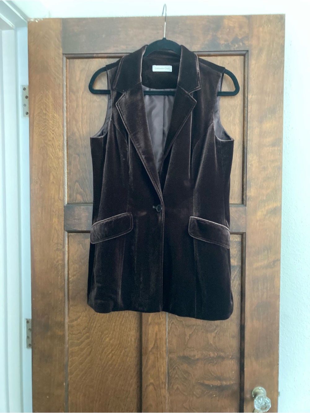 Coldwater Creek Velvet Sleeveless Blazer Vest in Deep Brown